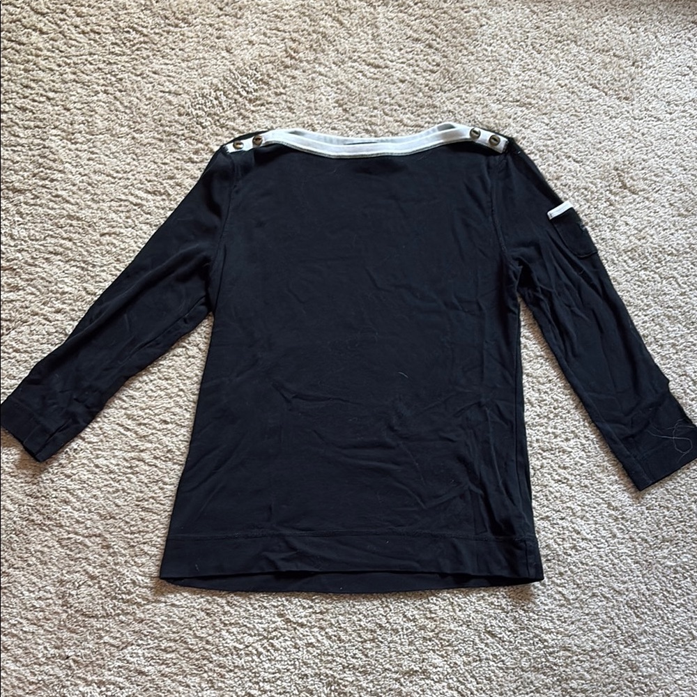 Ralph Lauren Black Buttoned Sailor Collar Blouse